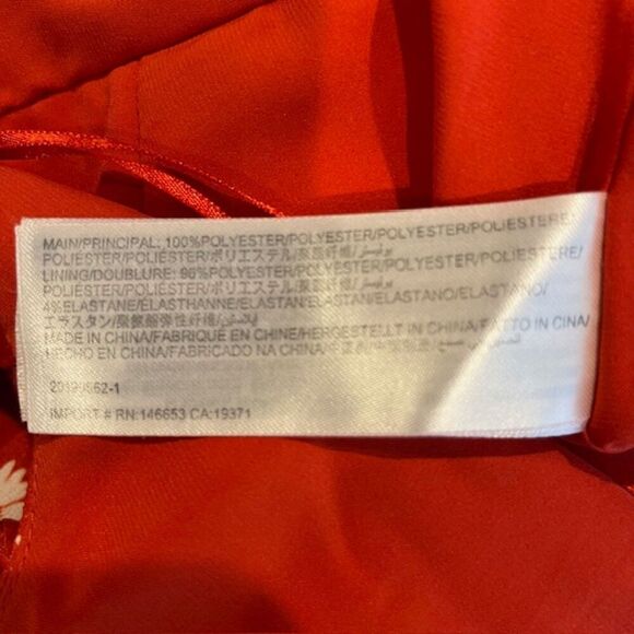 Finders Keepers Mae Asymmetric Hem Floral Dress Rusty Red Slit Strappy Size 8 - Picture 7 of 13